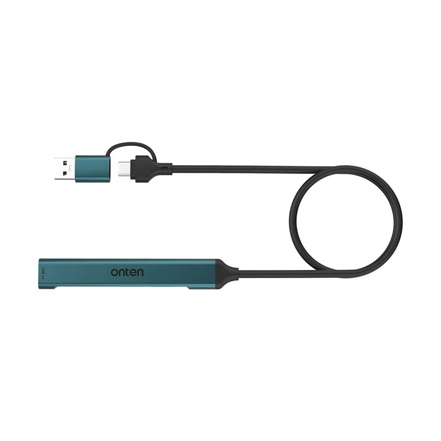 Onten OTN-UCA9705 Type-C & USB Male to Tri USB, SD & TF Female Crystal Teal Converter #OTN-UCA9705