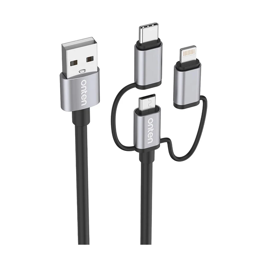 Onten OTN-US37A USB Male to USB-C,Lightning & Micro-USB Male, 1.8 Meter, Charging & Data Cable #OTN-US37A