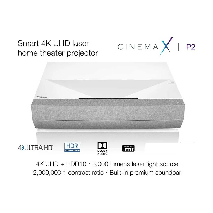 Optoma CinemaX P2 4K UHD Laser DLP Ultra Short Throw Home Projector product view