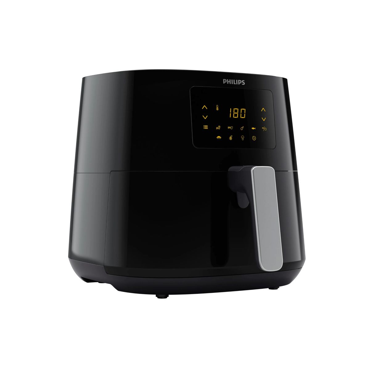 Philips HD9270/70 black and silver air fryer, angled front view