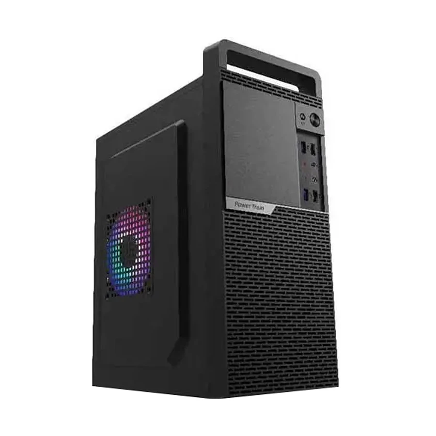 Power Train PT-M377BH Mid Tower Micro-ATX Desktop Case with Standard PSU