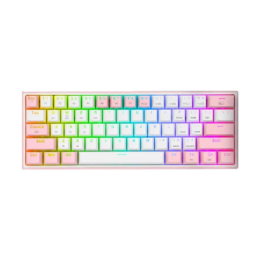 Redragon Fizz Pro K616 Tri Mode RGB Hot Swap ( Switch) White Pink Mechanical Gaming Keyboard