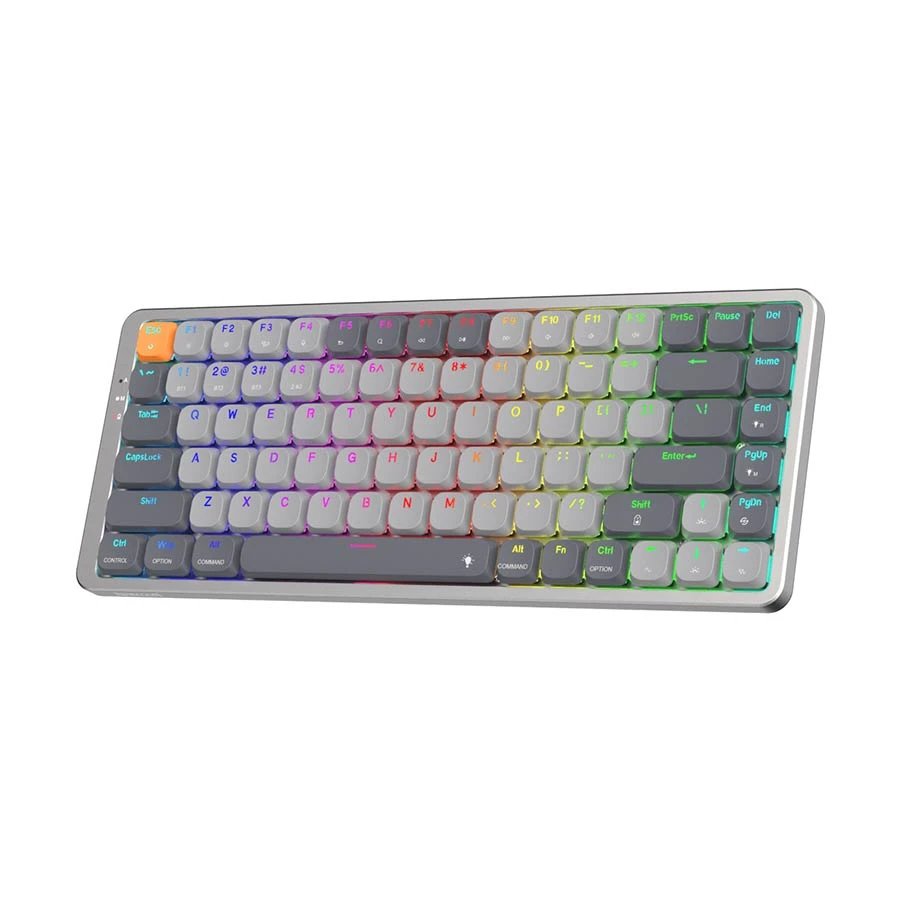 Redragon K652 Azure RGB (Huano Low Profile Switch) Bluetooth (tri Mode) White & Gray Mechanical Gaming Keyboard
