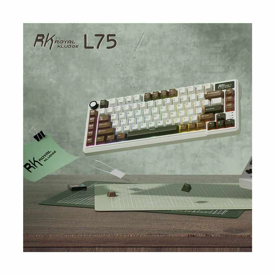Royal Kludge L75 RGB Tri Mode Hot Swap (Beige Switch) Palm Mechanical Gaming Keyboard #RK L75 product view
