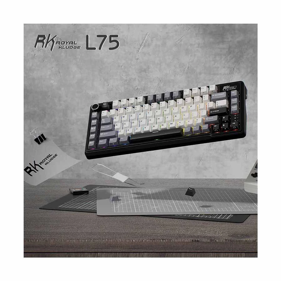 Royal Kludge L75 RGB Tri Mode Hot Swap (Cream Switch) Knight Mechanical Gaming Keyboard #RK L75 product view