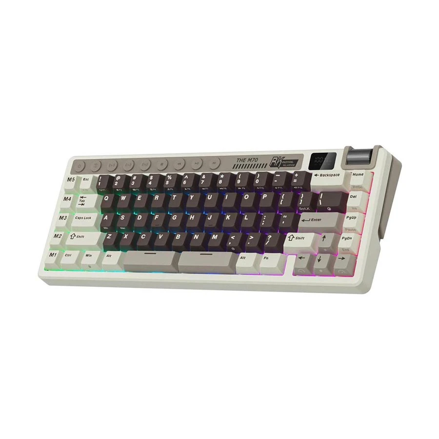 Royal Kludge M70 RGB Tri Mode Hot Swap (Beige Switch) Mocha Mechanical Gaming Keyboard #RK M70 product view