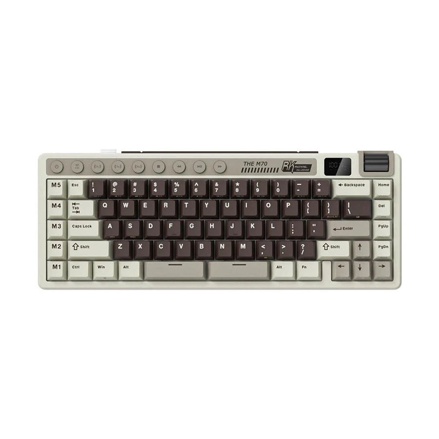 Royal Kludge M70 RGB Tri Mode Hot Swap (Beige Switch) Mocha Mechanical Gaming Keyboard #RK M70