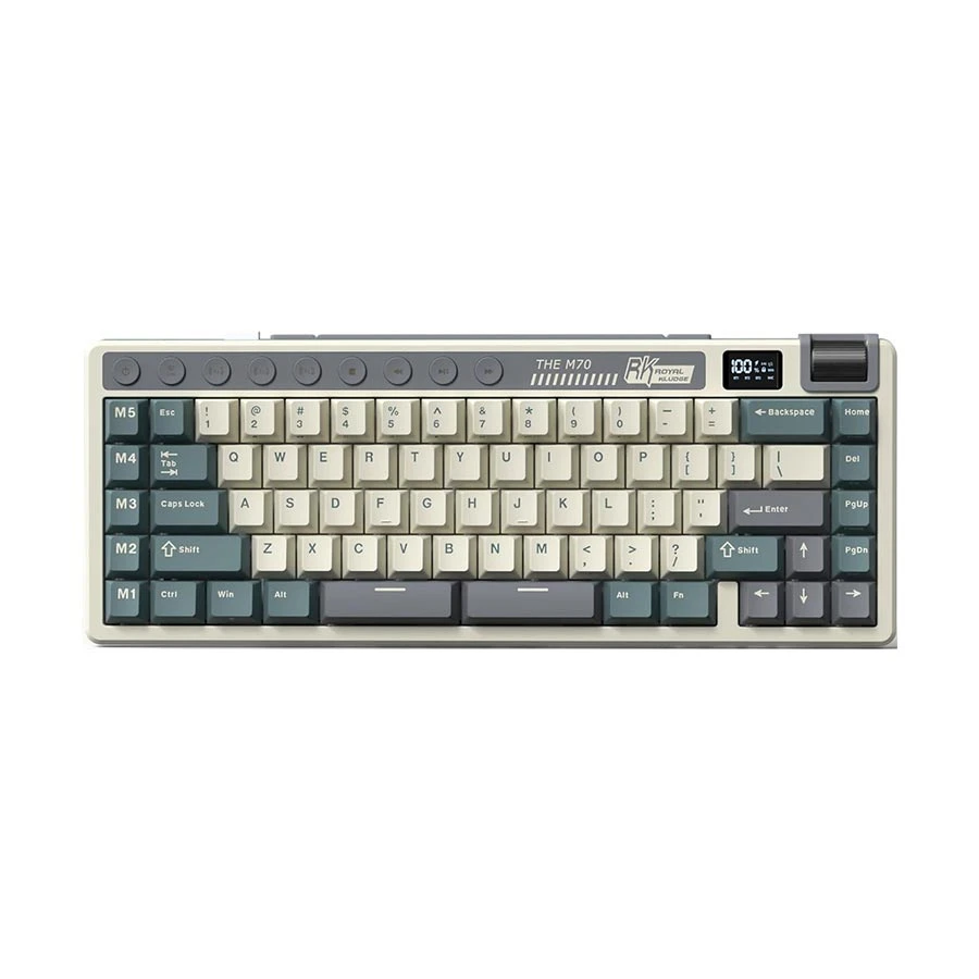 Royal Kludge M70 RGB Tri Mode Hot Swap (Cream Switch) Cyan Mechanical Gaming Keyboard #RK M70