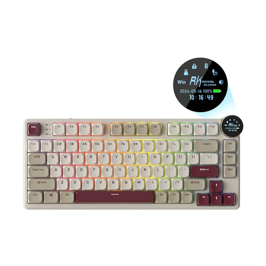 Royal Kludge N80 Low-Profile Tri Mode RGB Hot Swap ( Switch) Rosy Cloud (Dune ) Mechanical Gaming Keyboard