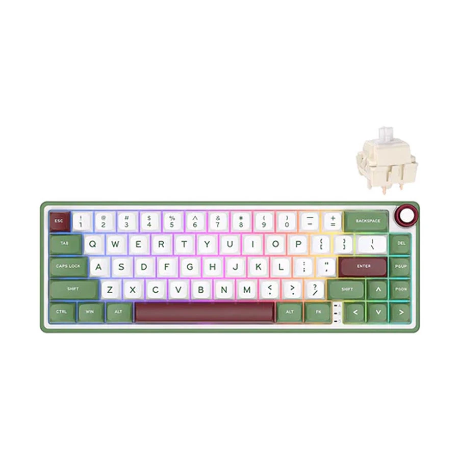 Royal Kludge RK R65 Wired RGB Hot Swap (Chartreuse Switch) Greensand Mechanical Gaming Keyboard product view