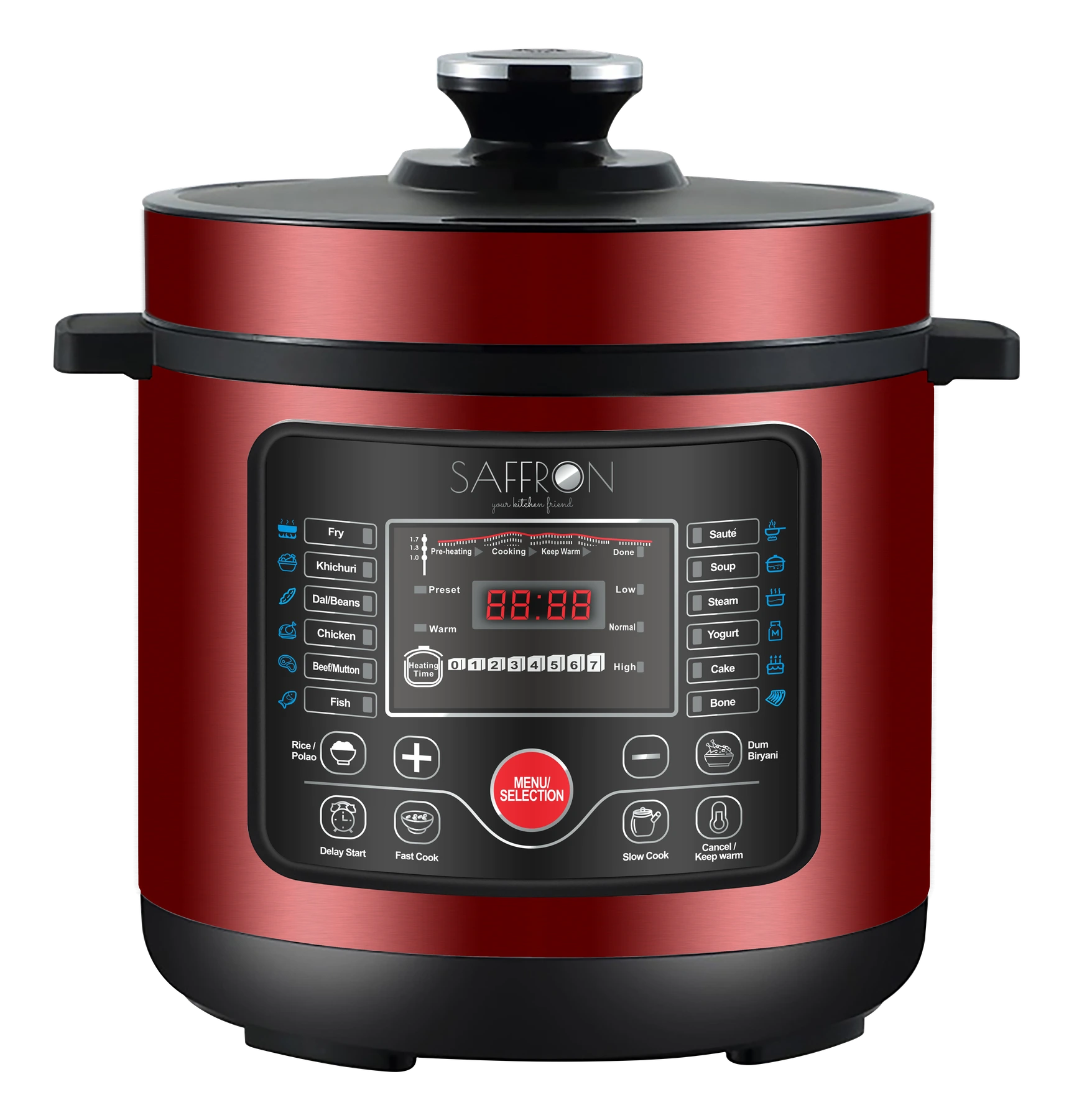 Saffron SJLPC05L 5L Electric Pressure Cooker (Maroon)