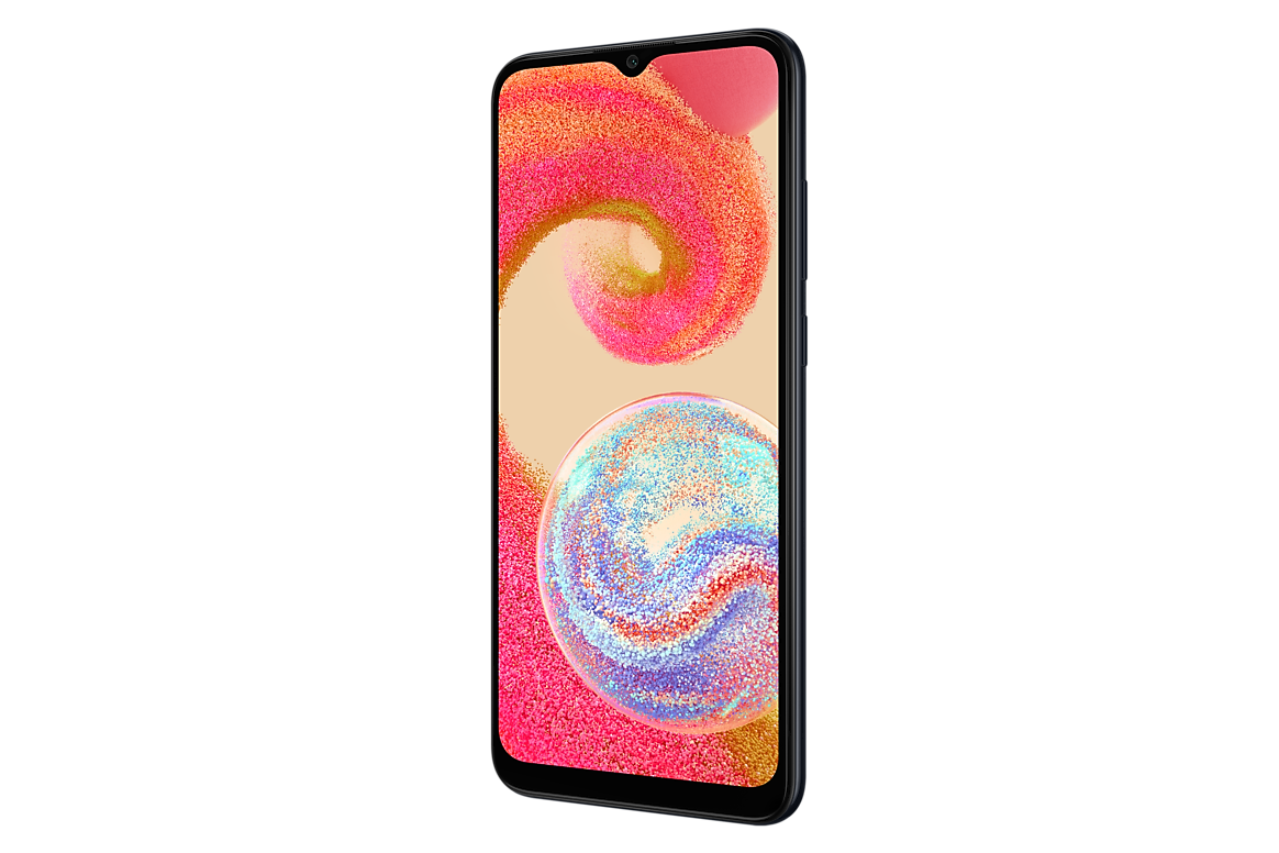 Samsung Galaxy A04e Black, front angled view