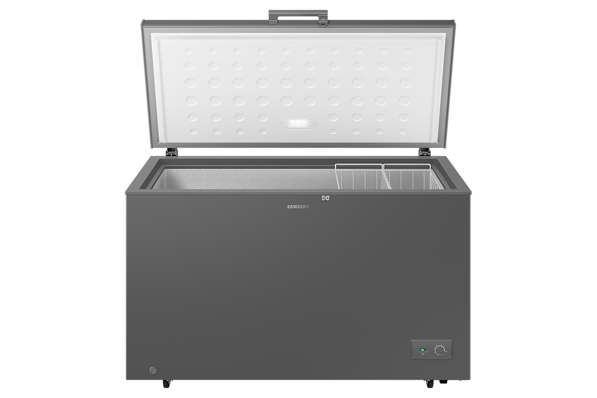 Samsung RI70F37V1GAGH 371L Dark Gray chest freezer, front with lid open