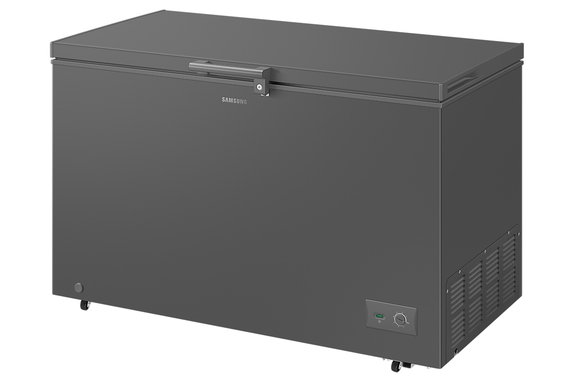 Samsung RI70F37V1GAGH 371L Dark Gray chest freezer, right perspective
