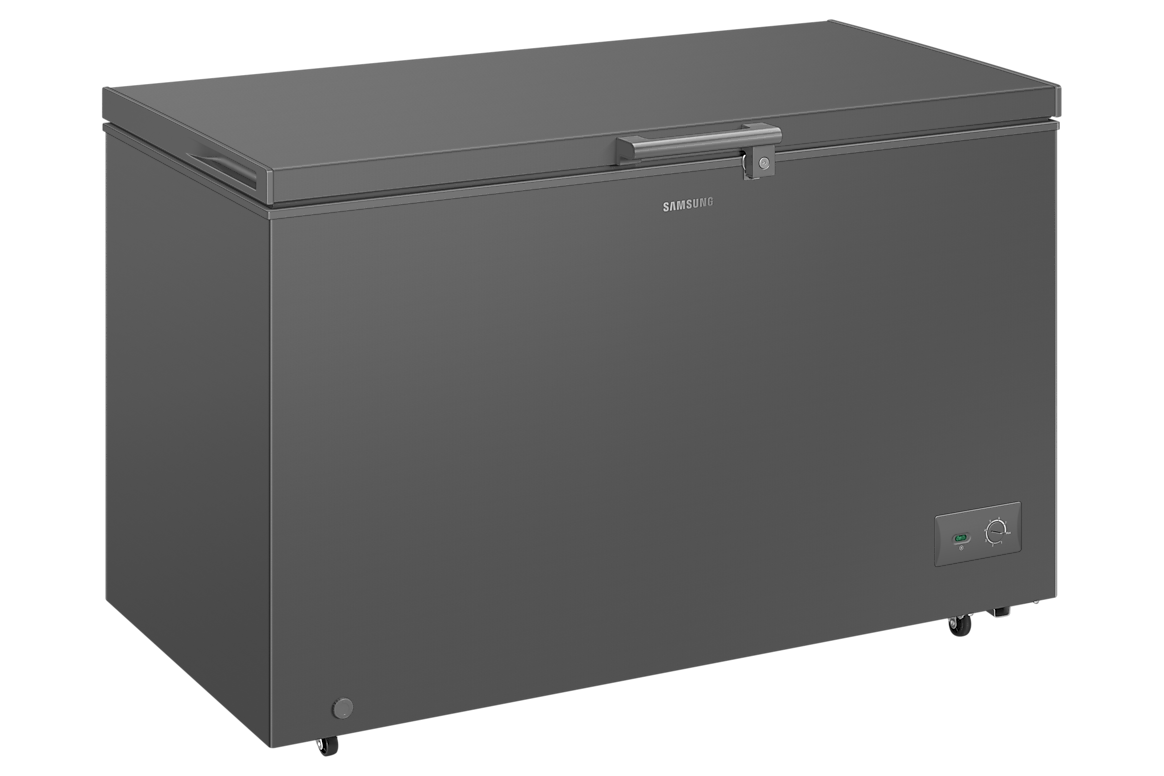 Samsung RI70F37V1GAGH 371L Dark Gray chest freezer, left perspective
