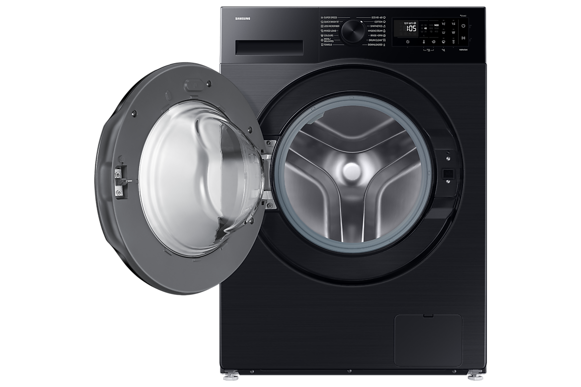 Samsung WW90DG5G34ABLE Black, front view with door open