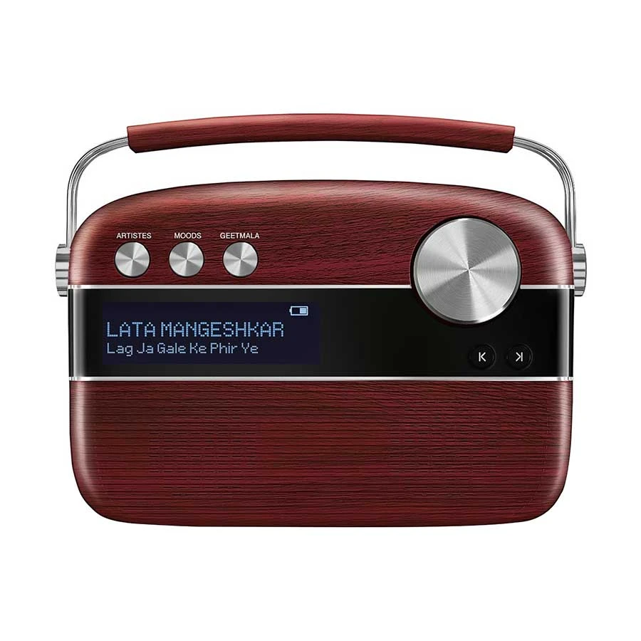 Saregama Carvaan - Hindi - (5000 Song, Radio, Bluetooth, Aux) Cherrywood Portable Music Player With Remote Control & Adapter (No Warranty)
