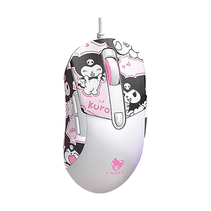 T-WOLF G550 RGB Wired Gaming Mouse With Pink Gengar Kuromi Sticker