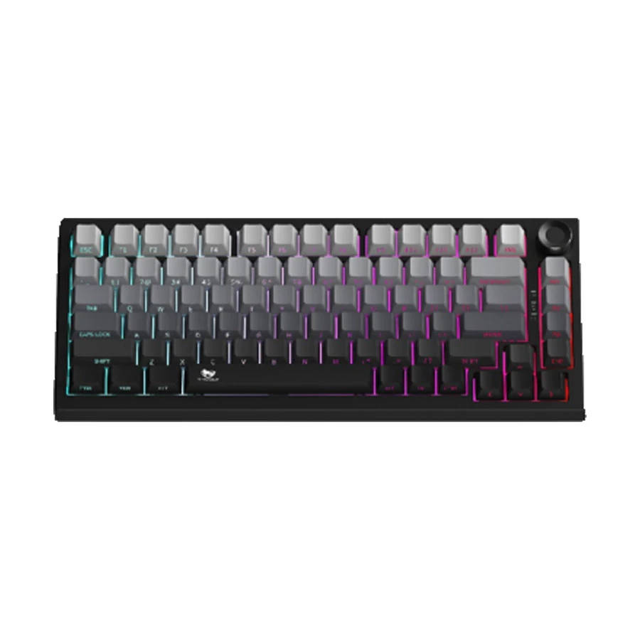T-WOLF K81 RGB Tri-Mode Hot-Swappable Switch Crystal Black Gasket Mount Mechanical Gaming Keyboard