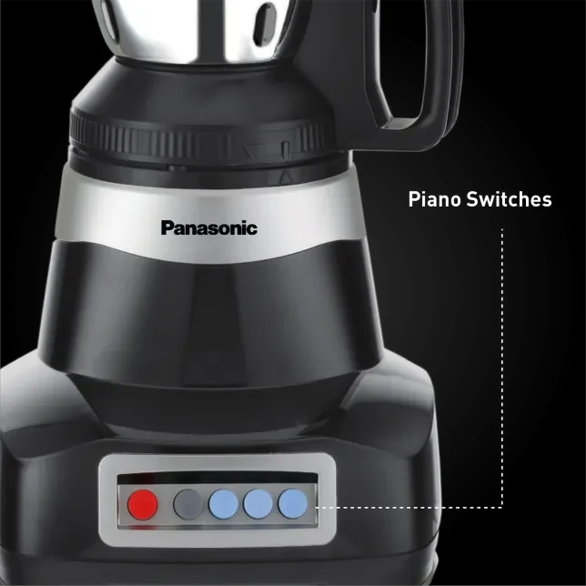 Panasonic MX-AE365KTZ mixer grinder product image with piano-style speed controls callout