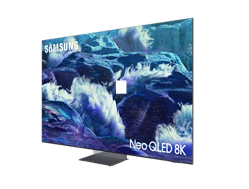 Samsung QA85QN950FRSER QN950F television, angled front view showing its 8K display