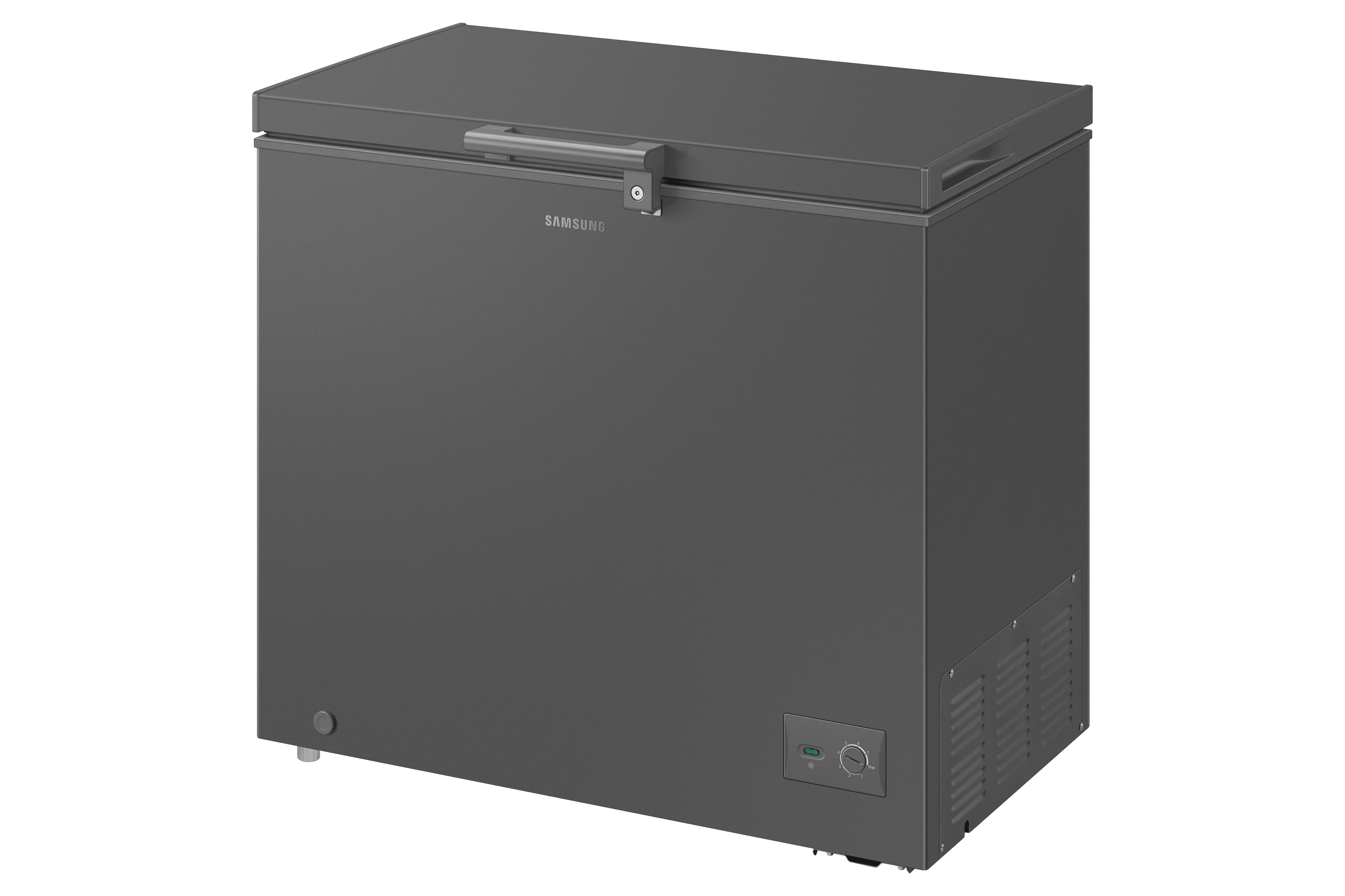 Samsung RI70F29V1GAGH 287L Dark Gray chest freezer, right-side perspective