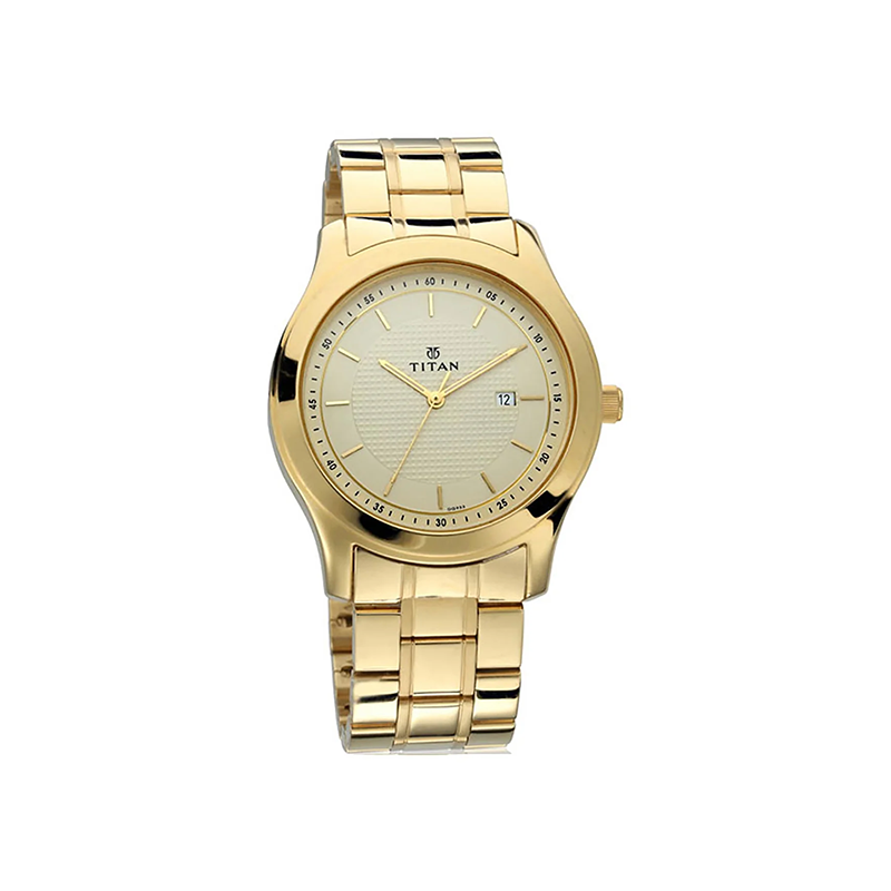 Titan 1627YM04 Quartz Analog Date Stainless Steel Strap Men's Watch