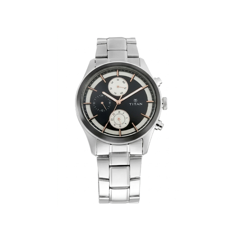Titan 1805KM01 Day Date Stainless Steel Men's Watch