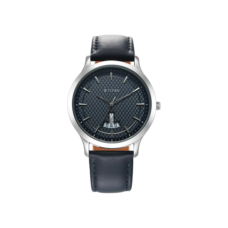 Titan 1825SL14 Quartz Analog Date Leather Strap Mens Watch