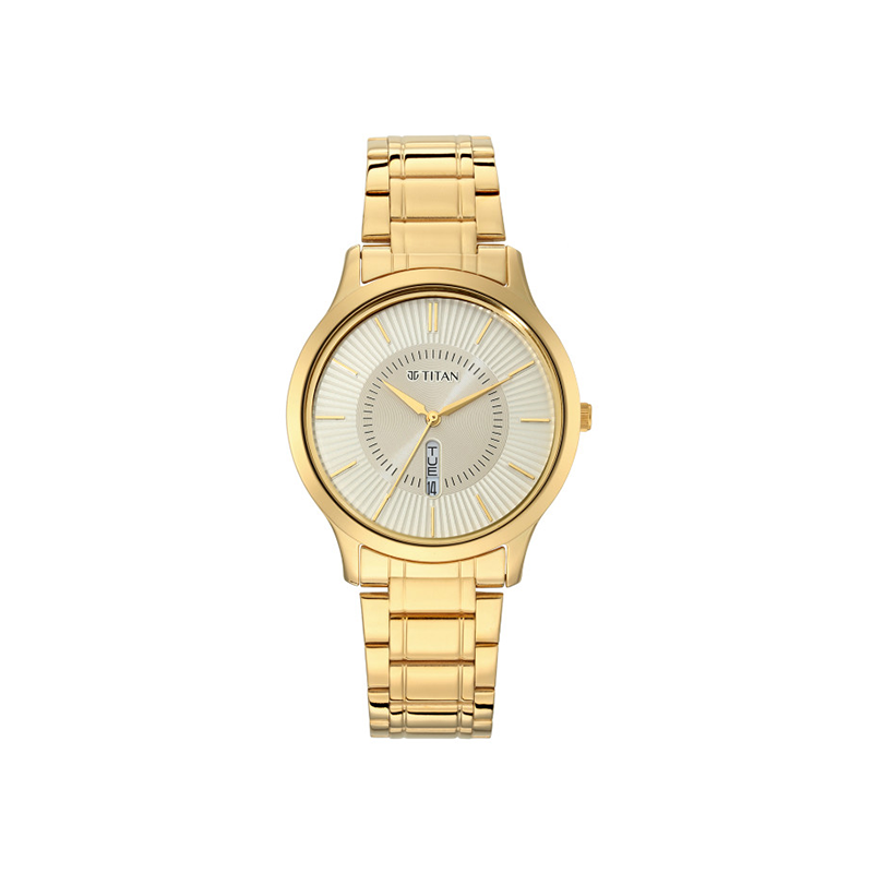 Titan 1845YM01 Quartz Analog Day Date Metal Strap Men's Watch