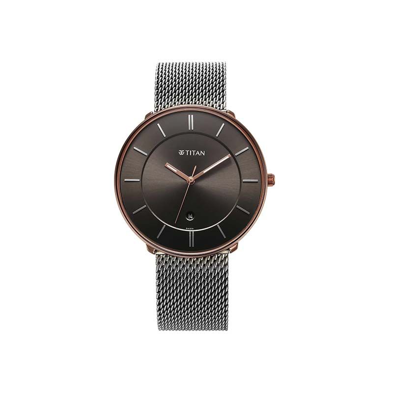 Titan 1849KM01 Noir Quartz Analog Metal Strap Men's Watch