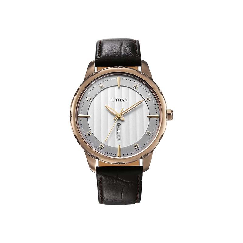 Titan 1875QL01 Regalia Opulent Multifunctional Quartz Leather Strap Men's Watch