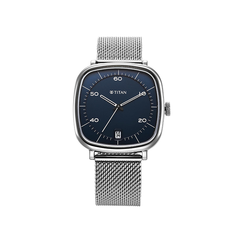Titan 1885SM02 Neo Curve Quartz Analog Date Stainless Steel Strap Men's Watch