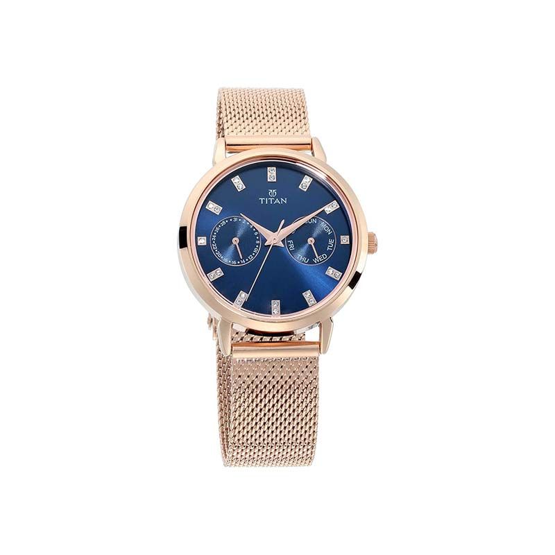 Titan 2569WM05 Sparkle Multifunctional Quartz Stainless Steel Strap Women’s Watch