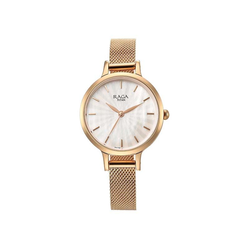 Titan 2666WM01 Raga Power Pearls Quartz Analog Metal Strap Women's Watch