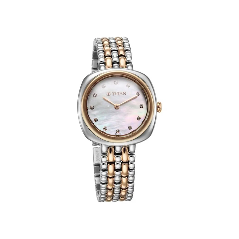 Titan Aura 95241KM01 Quartz Analog Stainless Steel Strap Women’s Watch