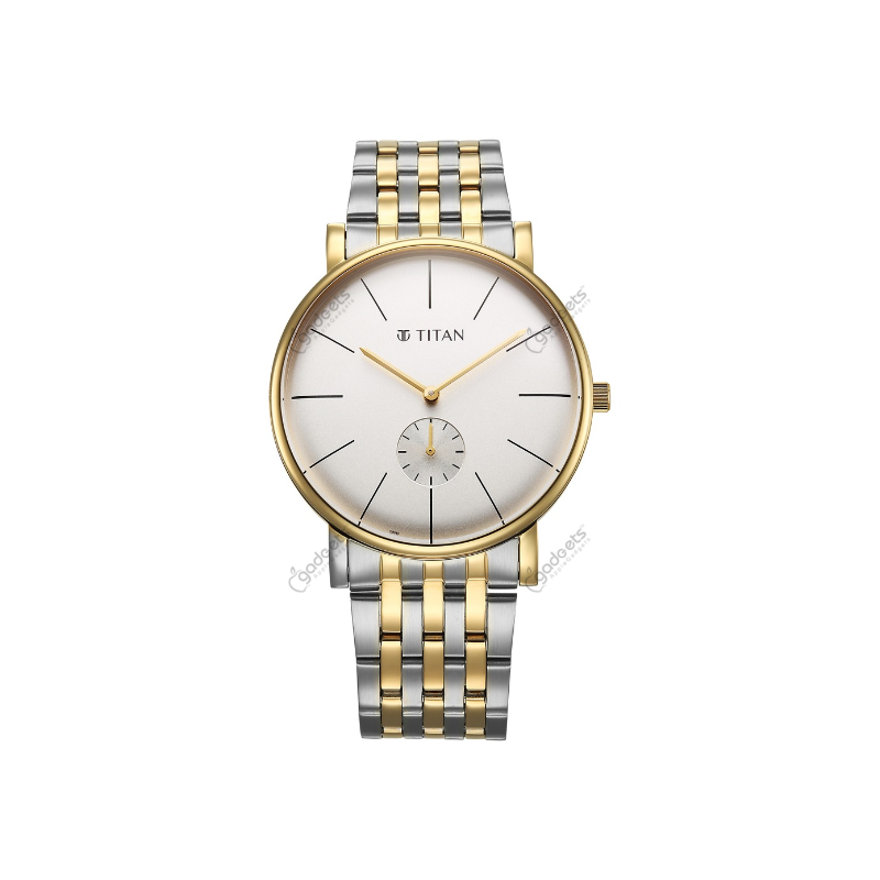 Titan Elegance 90203BM01 Analog with Small Second Stainless Steel Two Toned Strap Men’s Watch