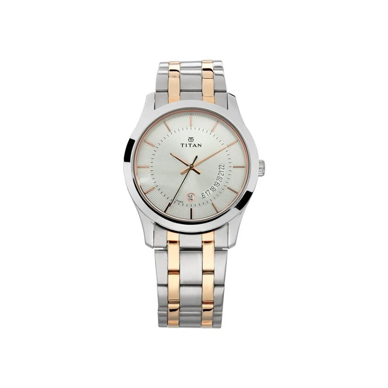 Titan Karishma 1823KM01 Quartz Analog Date Stainless Steel Strap Men's Watch