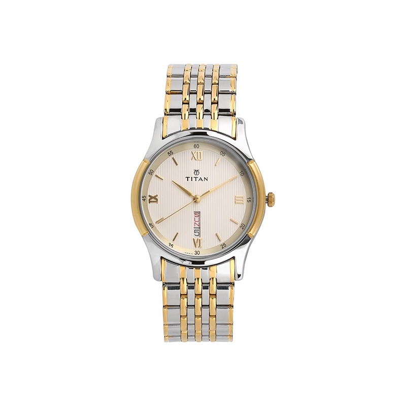 Titan Karishma Quartz 1636BM01 Analog Date Stainless Steel Strap Men's Watch
