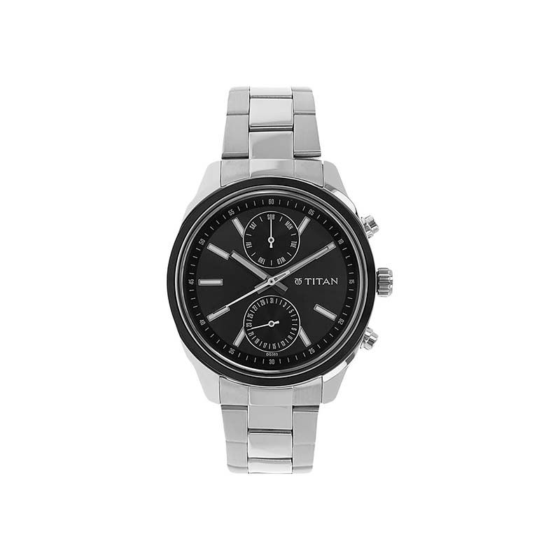 Titan Metropolitan Luxe Quartz 1733KM01 Analog Date Stainless Steel Strap Men’s Watch