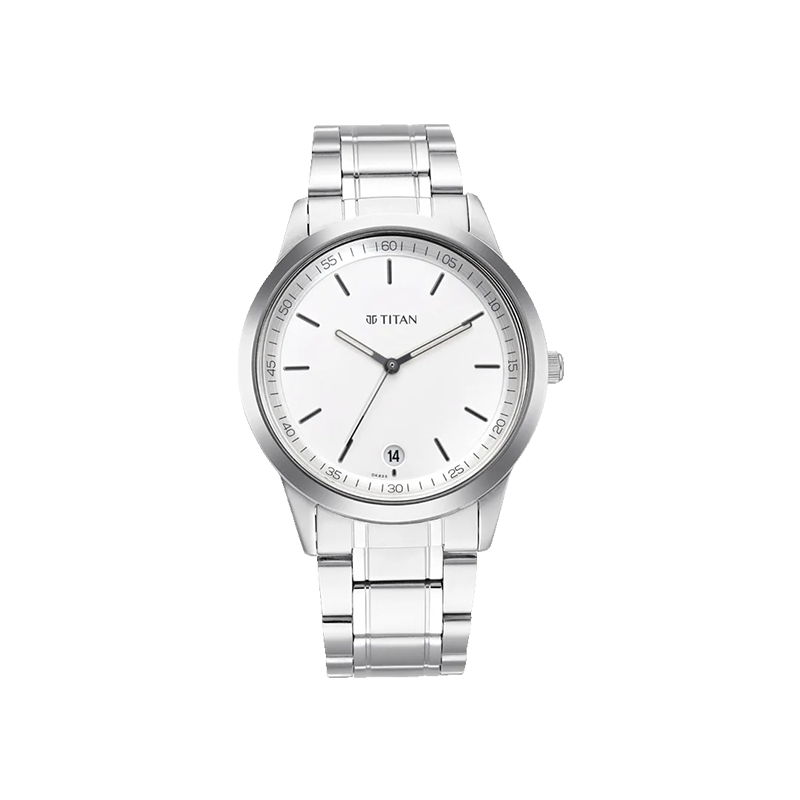 Titan Minimalist Timeless Style Quartz 1806SM03 Analog Date Stainless Steel Men's Watch