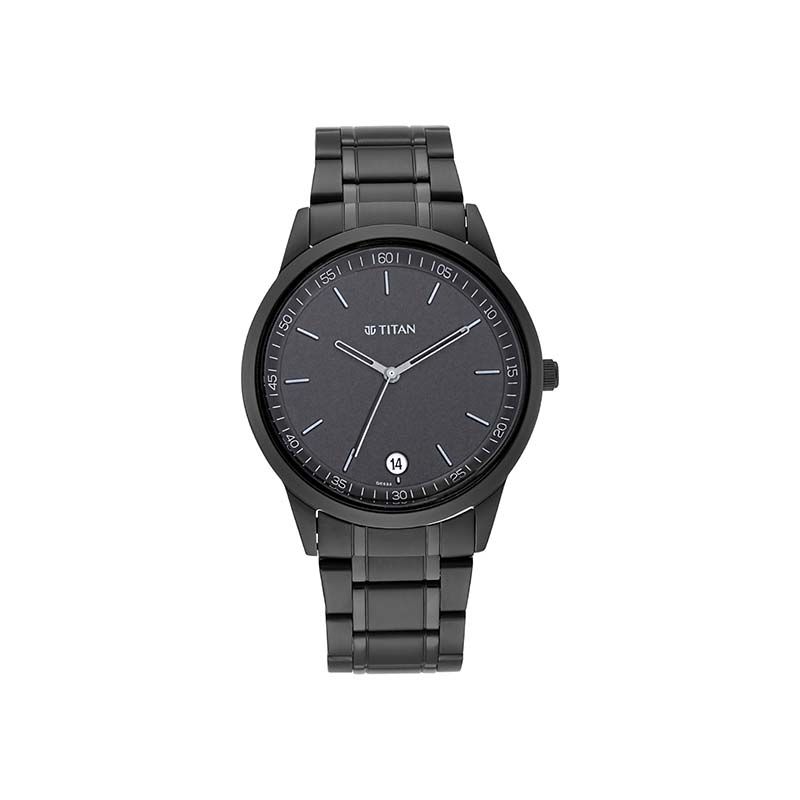 Titan Minimals Quartz 1806NM01 Analog Date Metal Strap Men's Watch