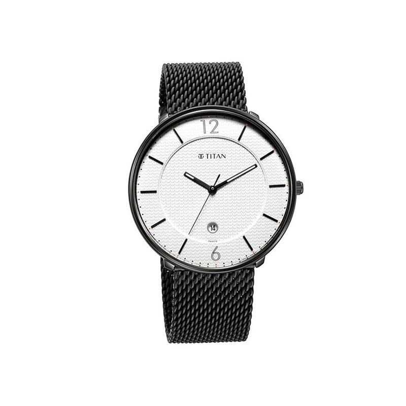 Titan Minimals Quartz 1849NM01 Analog Date Stainless Steel Strap Men’s Watch