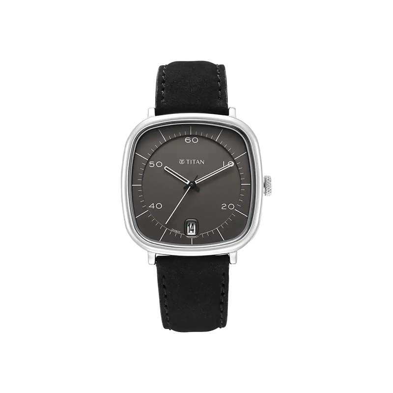 Titan Neo Curve 1885SL02 Quartz Analog Date Leather Strap Men's Watch