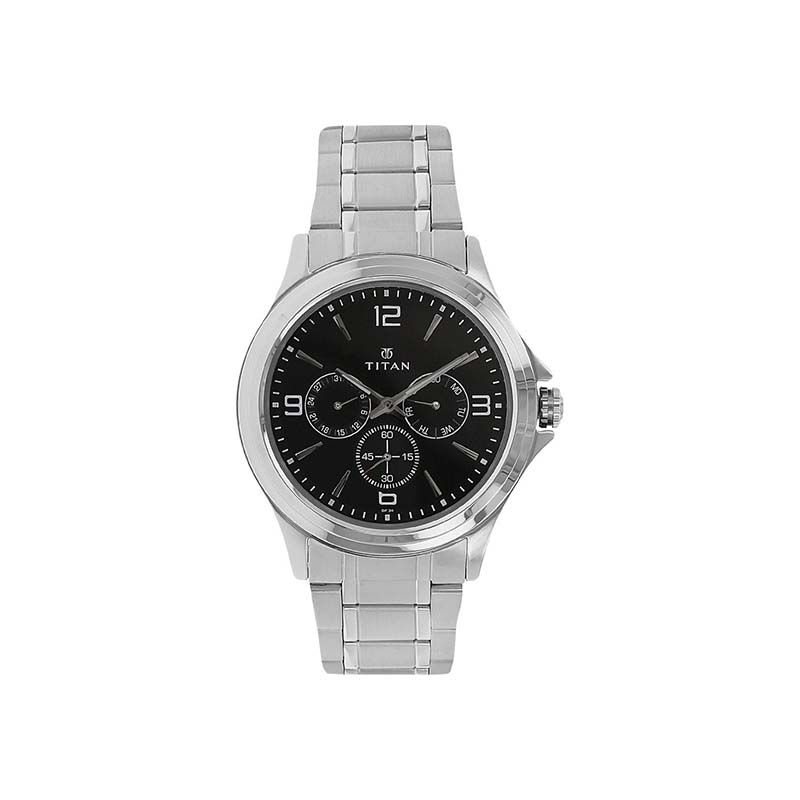 Titan Neo Quartz 1698SM01 Analog Date Stainless Steel Strap Men's Watch
