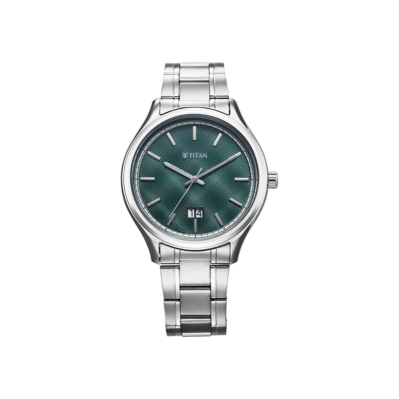 Titan Palette Of Time Quartz 10033SM03 Analog Date Stainless Steel Strap Men's Watch