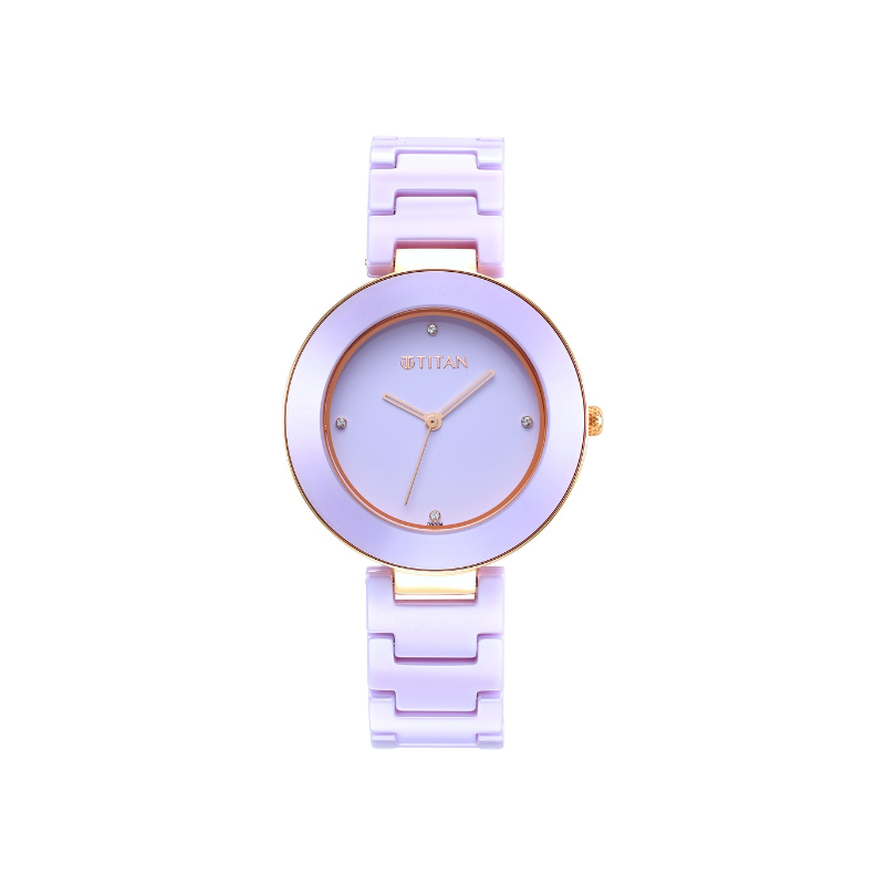 Titan Purple Ceramics NS95189KC06 Analog Ceramic Strap Women’s Watch