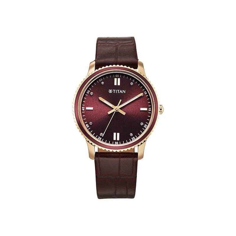 Titan Purple Quartz 2766KL01 Analog Leather Strap Women's Watch