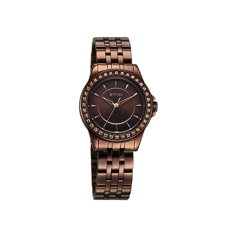 Titan Purple Quartz 9798QM01 Analog Stainless Steel Strap Women's Watch