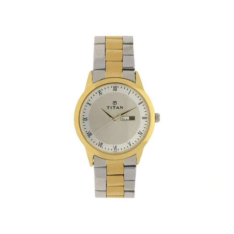 Titan Quartz 1584BM02 Analog Stainless Steel Men's Watch